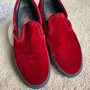 vans red velvet slip on